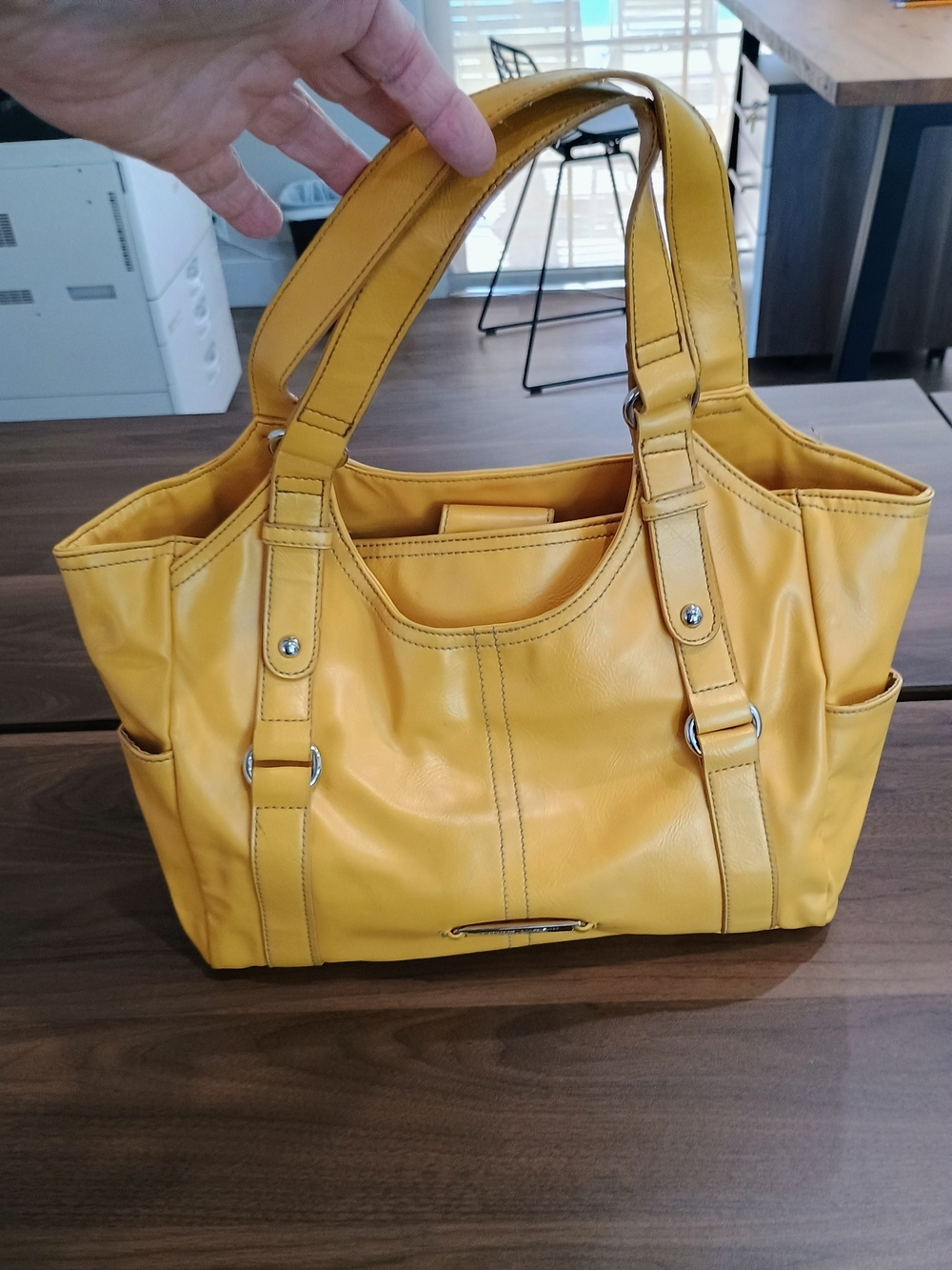 Nine West Yellow Leather Shoulder Bag